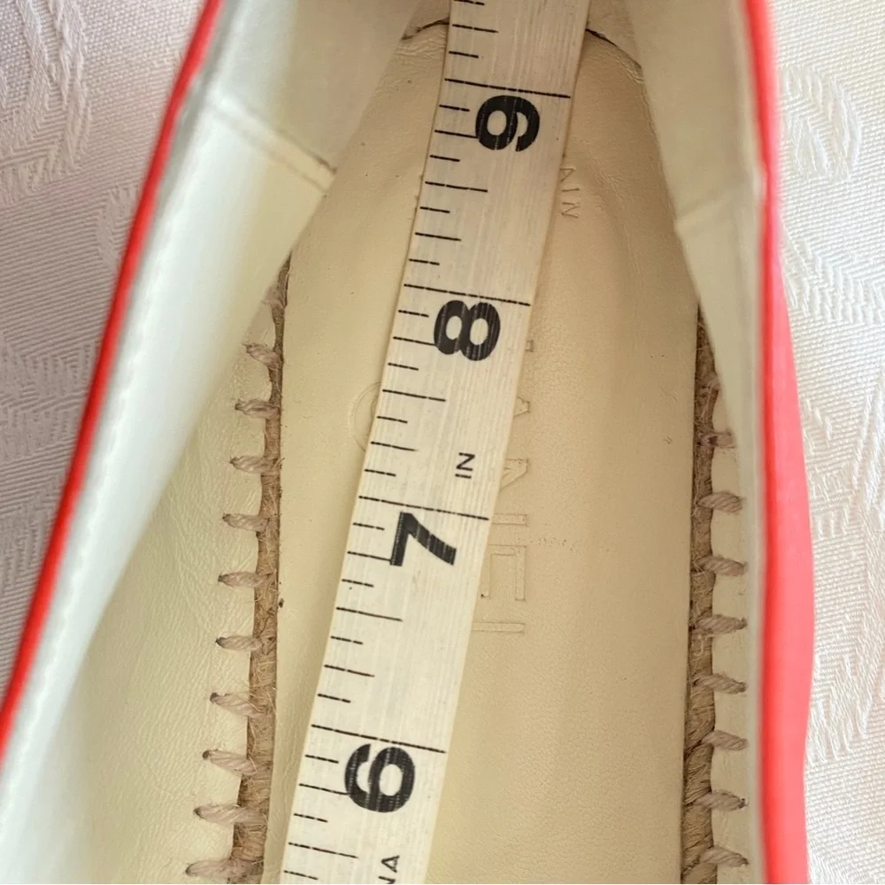 CHANEL coral red Lambskin CC Espadrilles